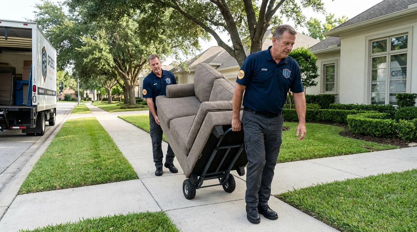 Local residential moving crew loading furniture in Cosmopolis, WA